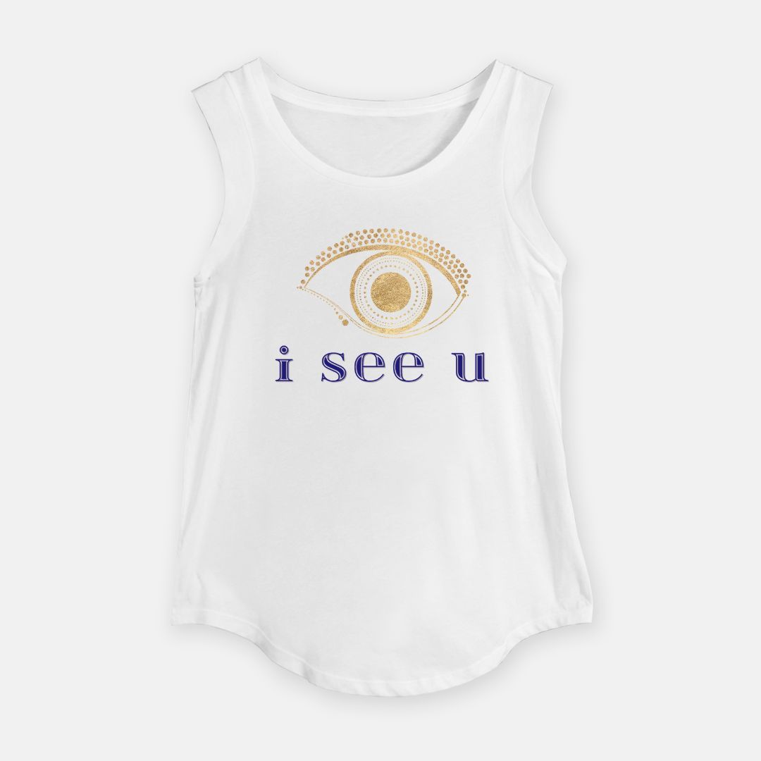 i see u - Women’s Satin Jersey Cap Sleeve Tee